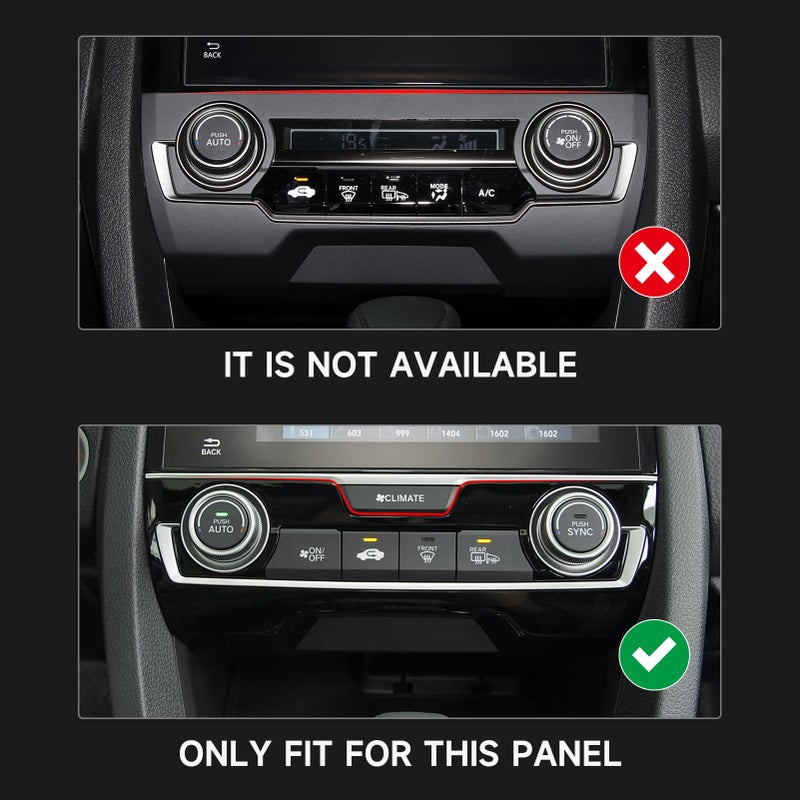 BRMYL Air Condiitioning Center Console Panel Decals for 2016-2021 Honda Civic 10th Gen Accessories ABS Carbon Fiber Stickers  NOT for The CAR with Warmer Buttons - Image 4